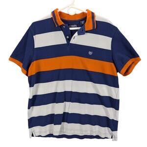 Chaps Polo Shirt Mens Extra Large Rugby Blue White Orange Preppy Y2K READ